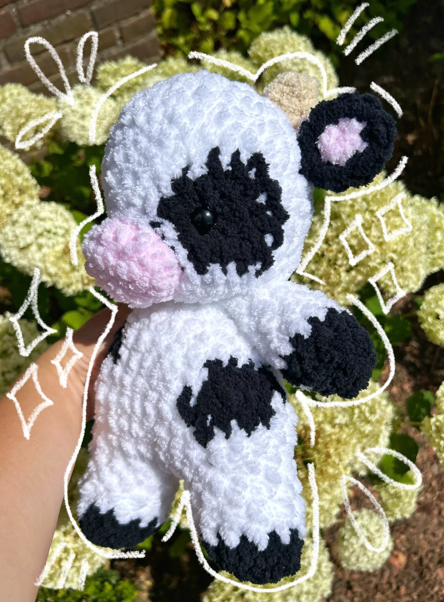 CROCHET BLACK & WHITE COW PLUSHIE