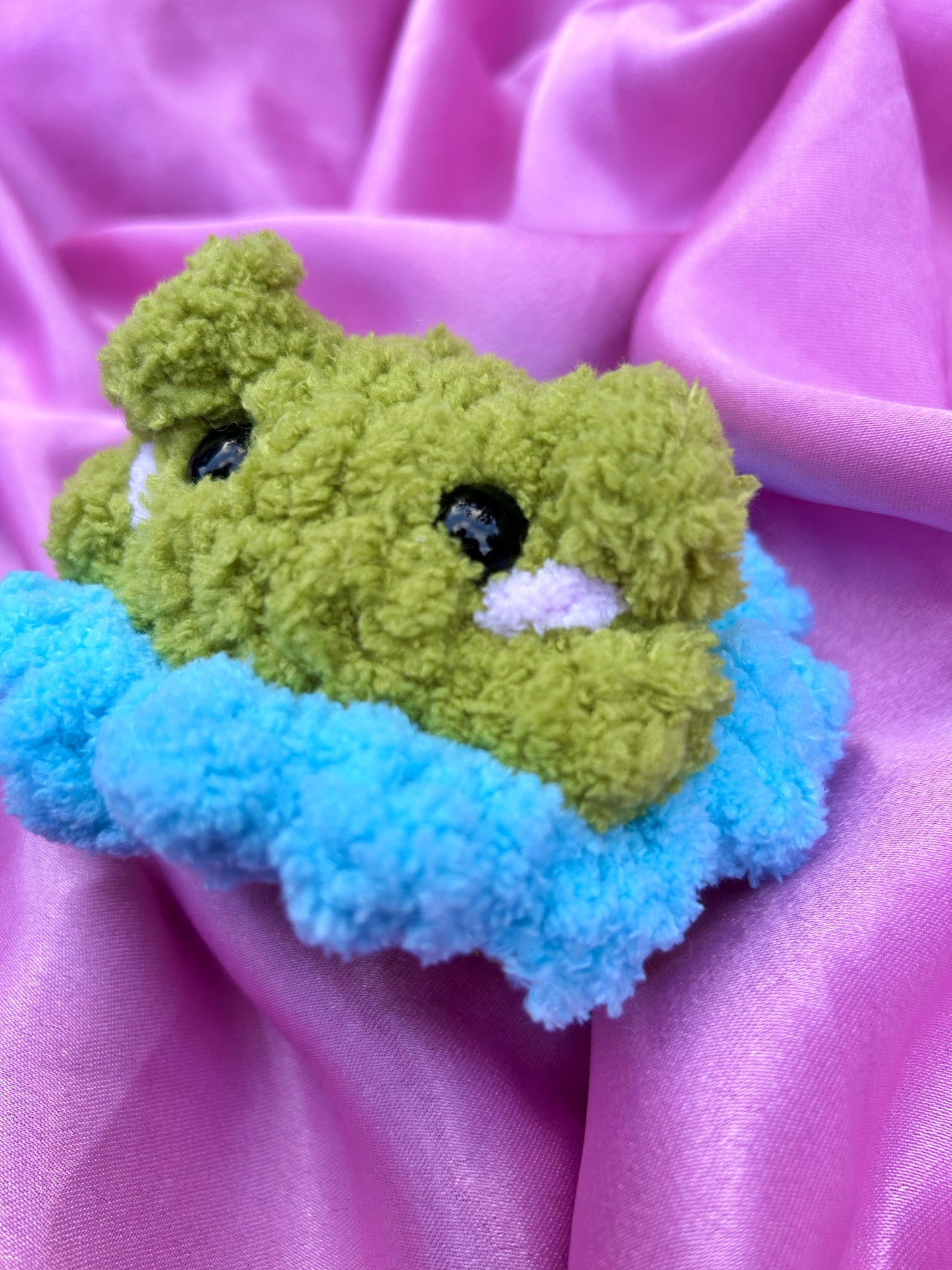CROCHET FROG WITH BLUE SKIRT PLUSHIE