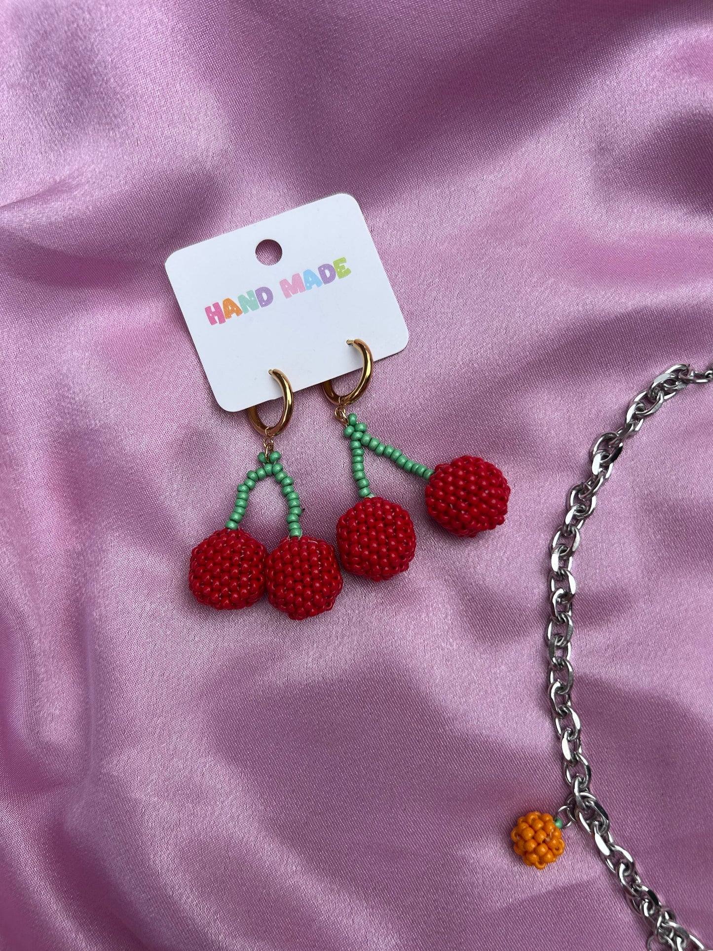 BEADED CHERRY EARRINGS