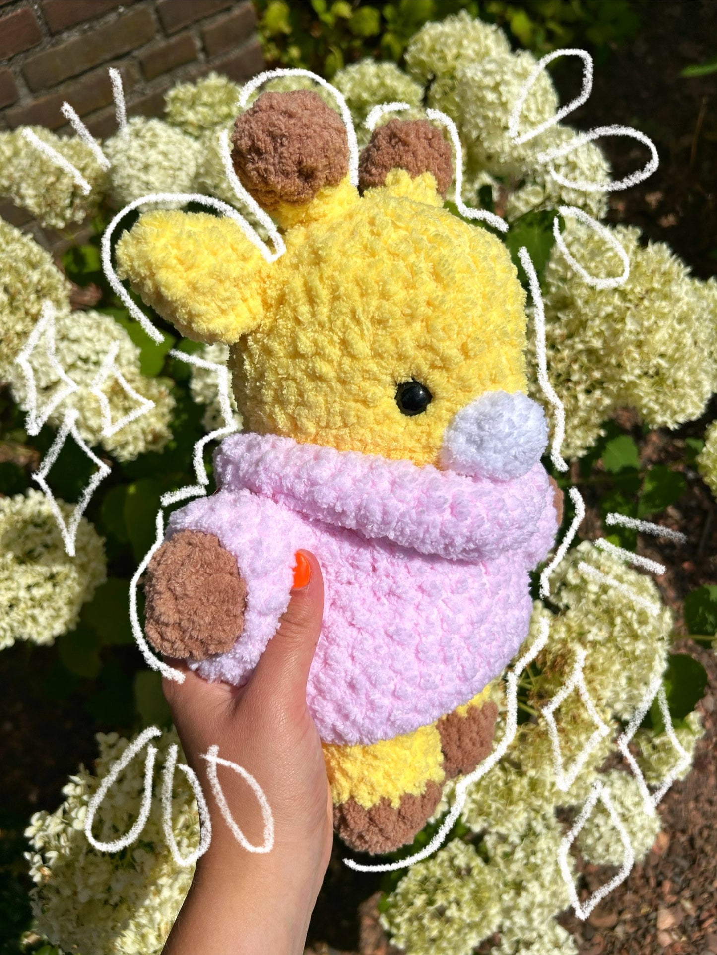 CROCHET GIRAFFE IN A SWEATER PLUSHIE