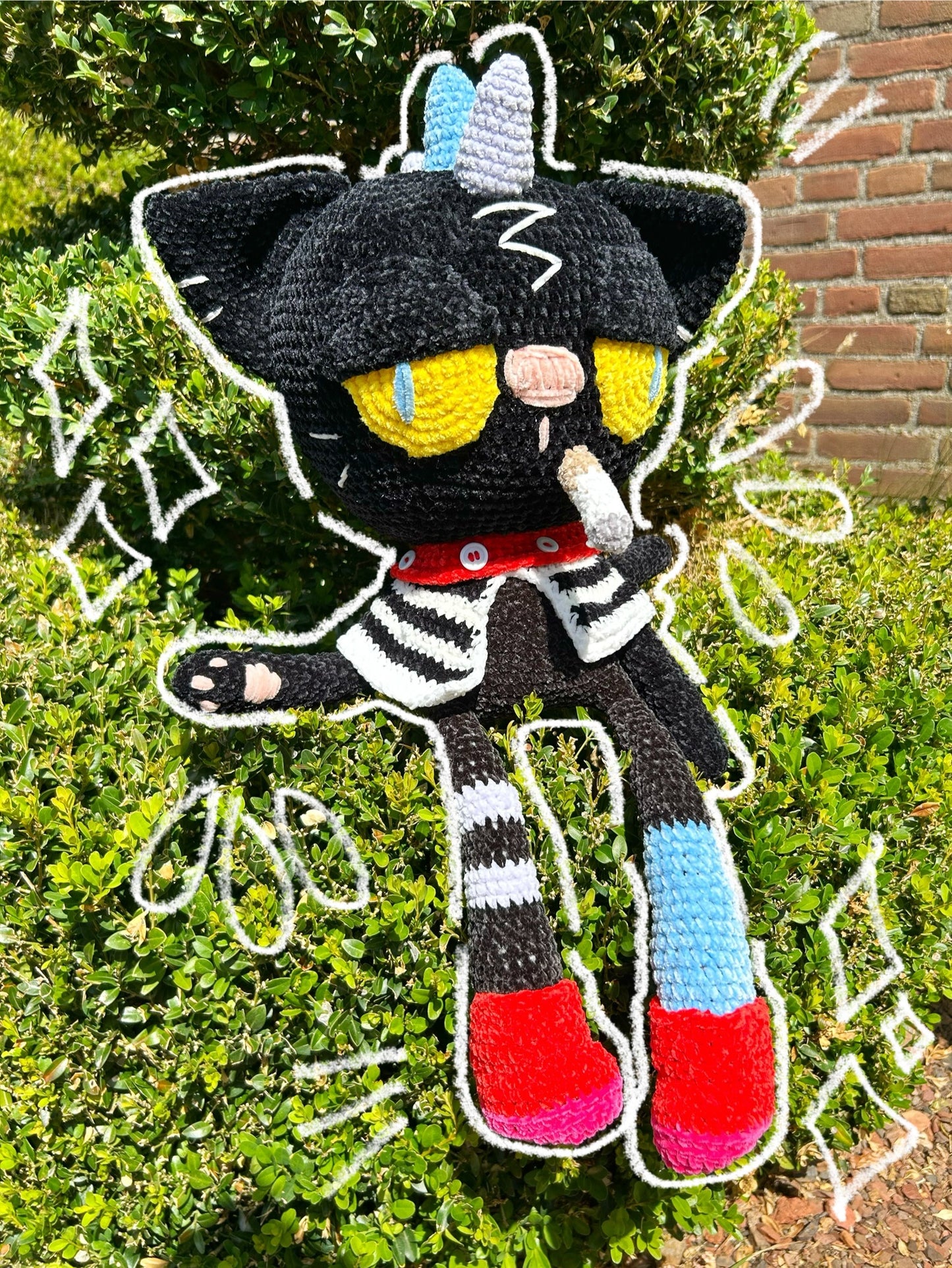 CROCHET SMOKING CAT PLUSHIE