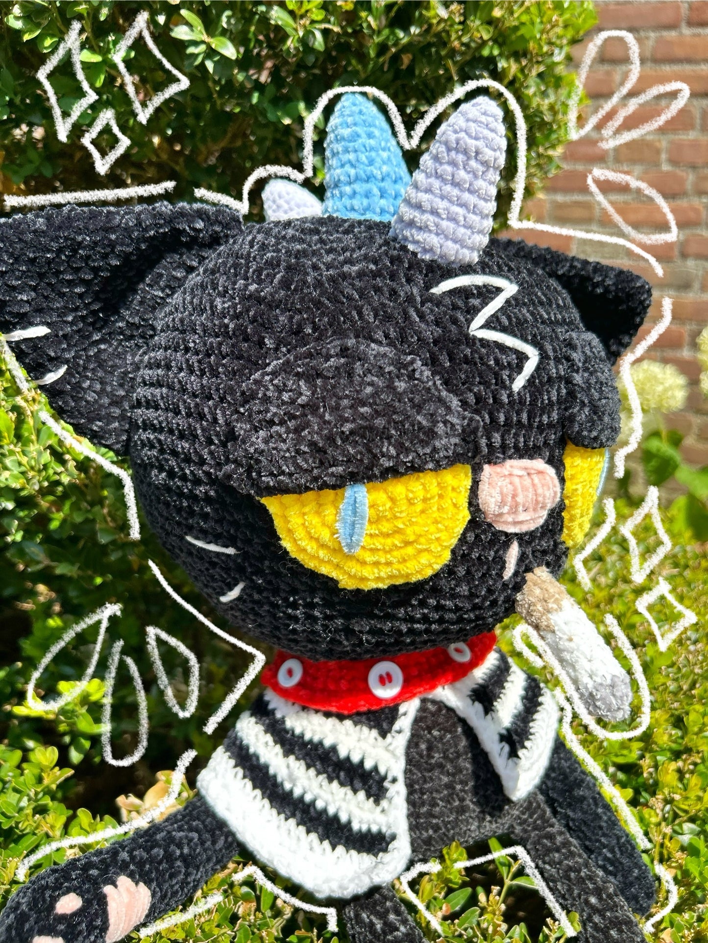 CROCHET SMOKING CAT PLUSHIE