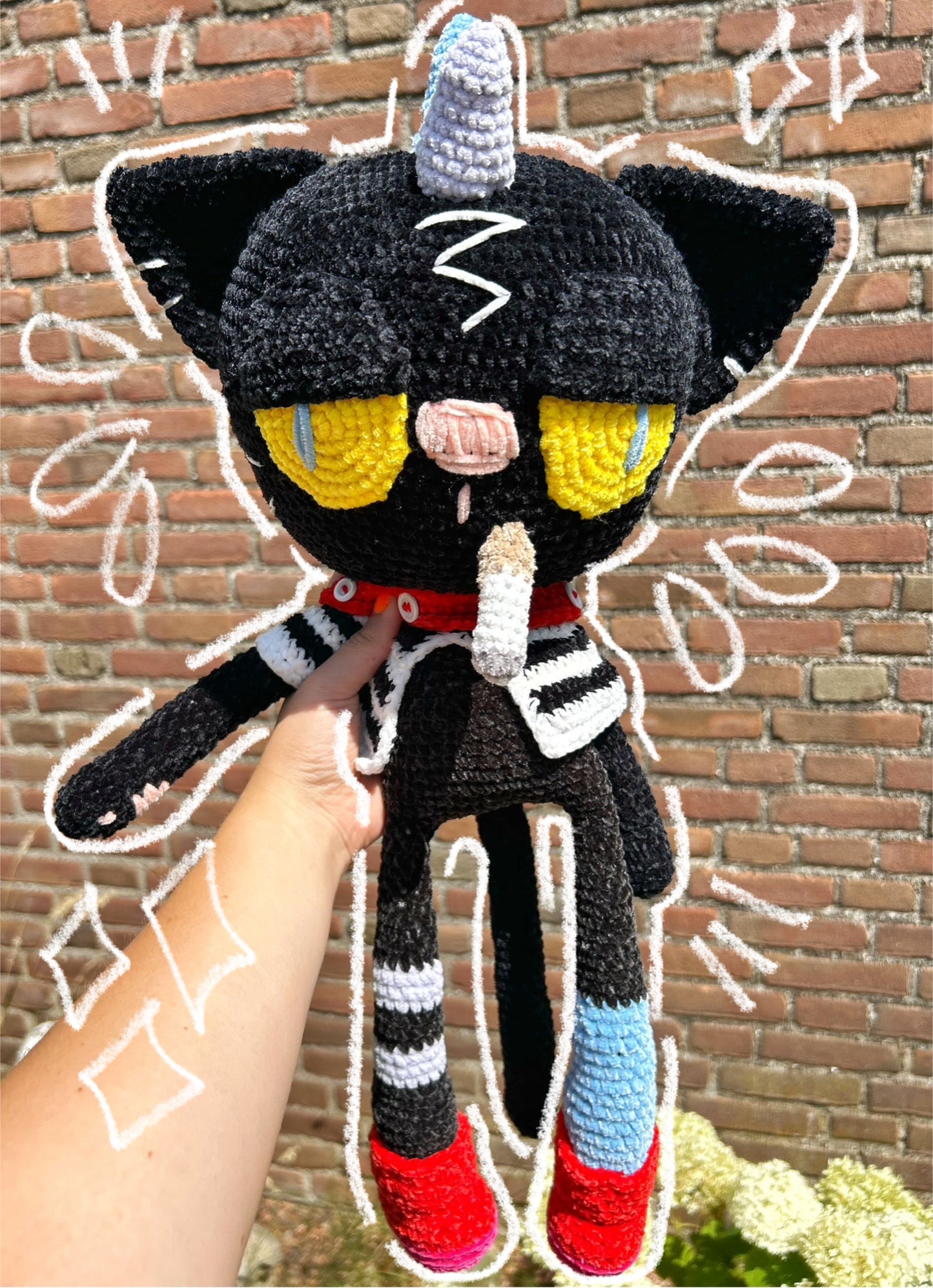 CROCHET SMOKING CAT PLUSHIE