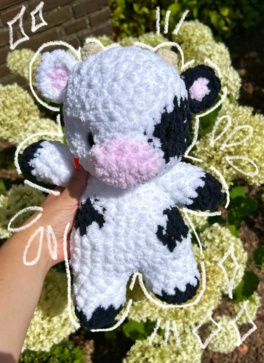 CROCHET BLACK & WHITE COW PLUSHIE