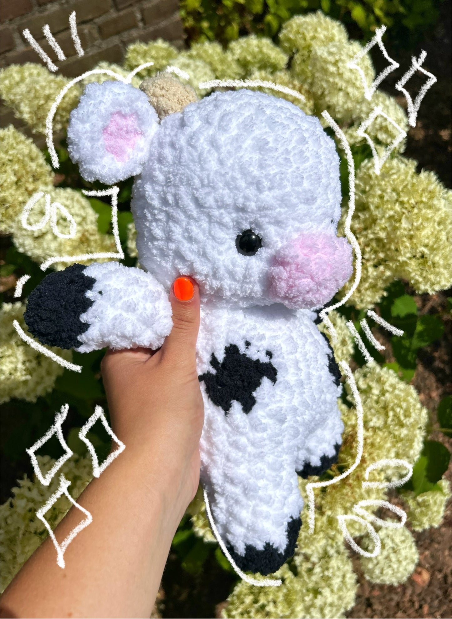 CROCHET BLACK & WHITE COW PLUSHIE