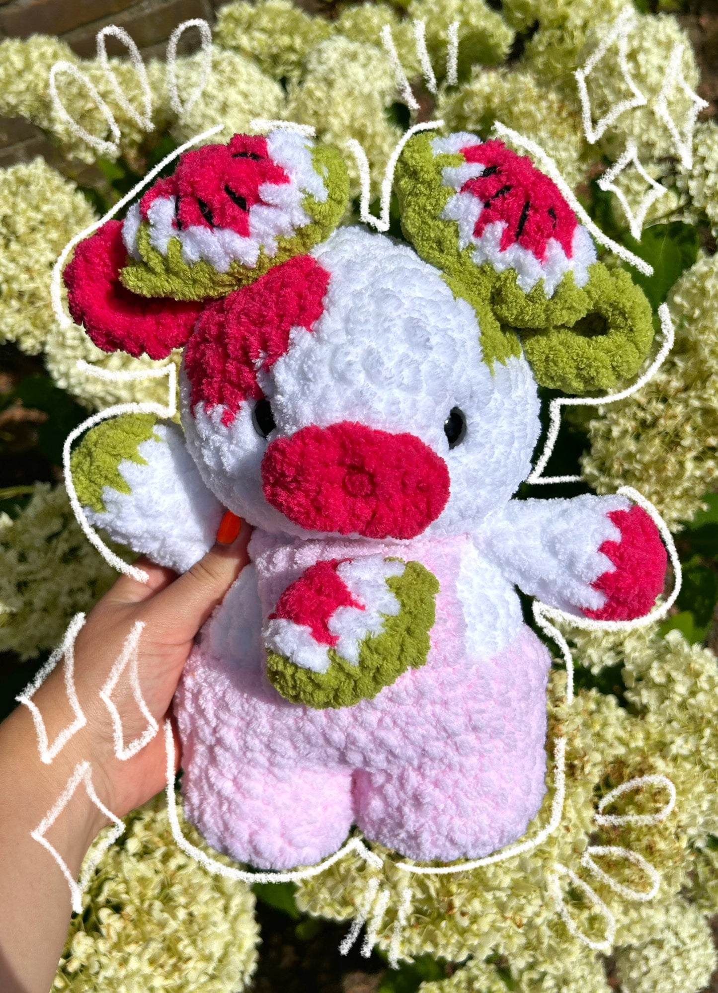 CROCHET WATERMELON COW PLUSHIE