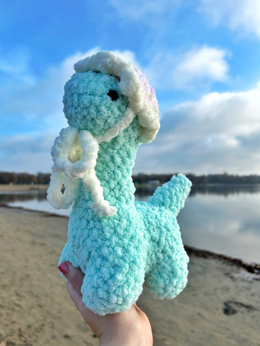 CROCHET DINO WITH HAT PLUSHIE