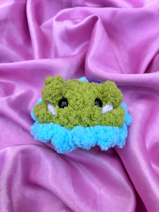 CROCHET FROG WITH BLUE SKIRT PLUSHIE