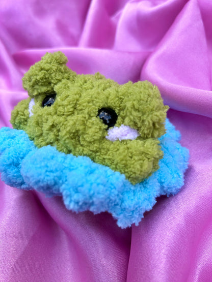 CROCHET FROG WITH BLUE SKIRT PLUSHIE