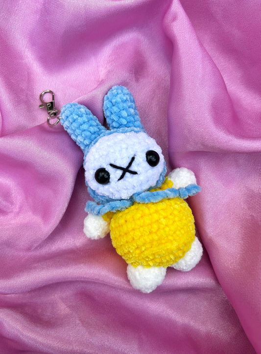 CROCHET MIFFY KEYCHAIN BLUE & YELLOW PLUSHIE
