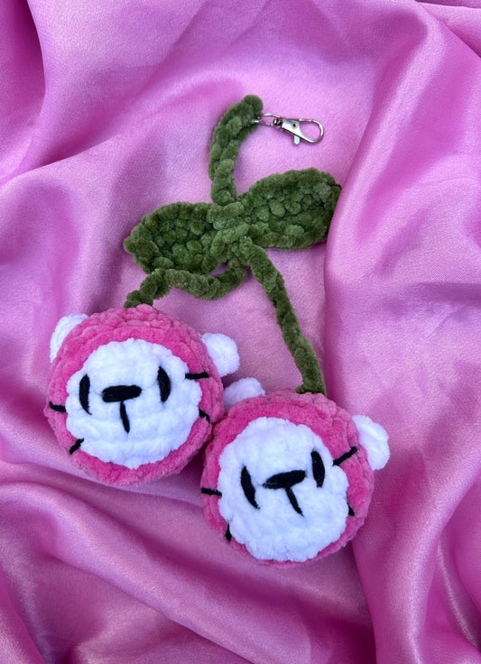 CROCHET CHERRY MOUSE BAG CHARM PLUSHIE