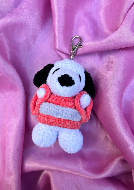 CROCHET SNOOPY IN KIMONO KEYCHAIN RED & GREY PLUSHIE