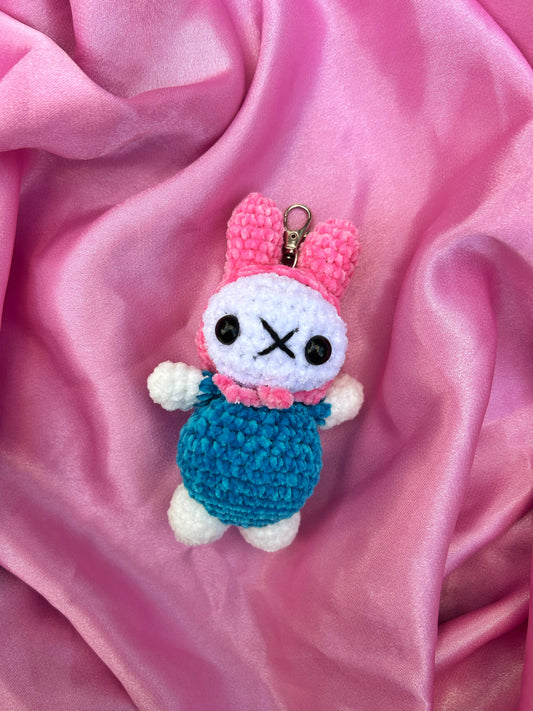CROCHET MIFFY KEYCHAIN BLUE & PINK PLUSHIE