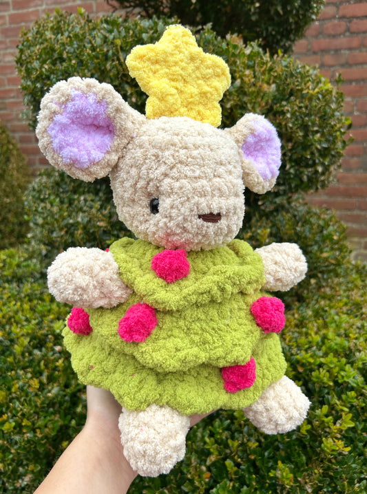 CROCHET CHRISTMAS TREE MOUSE PLUSHIE