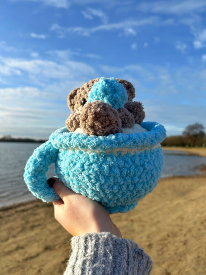 CROCHET OTTER IN CUP PLUSHIE