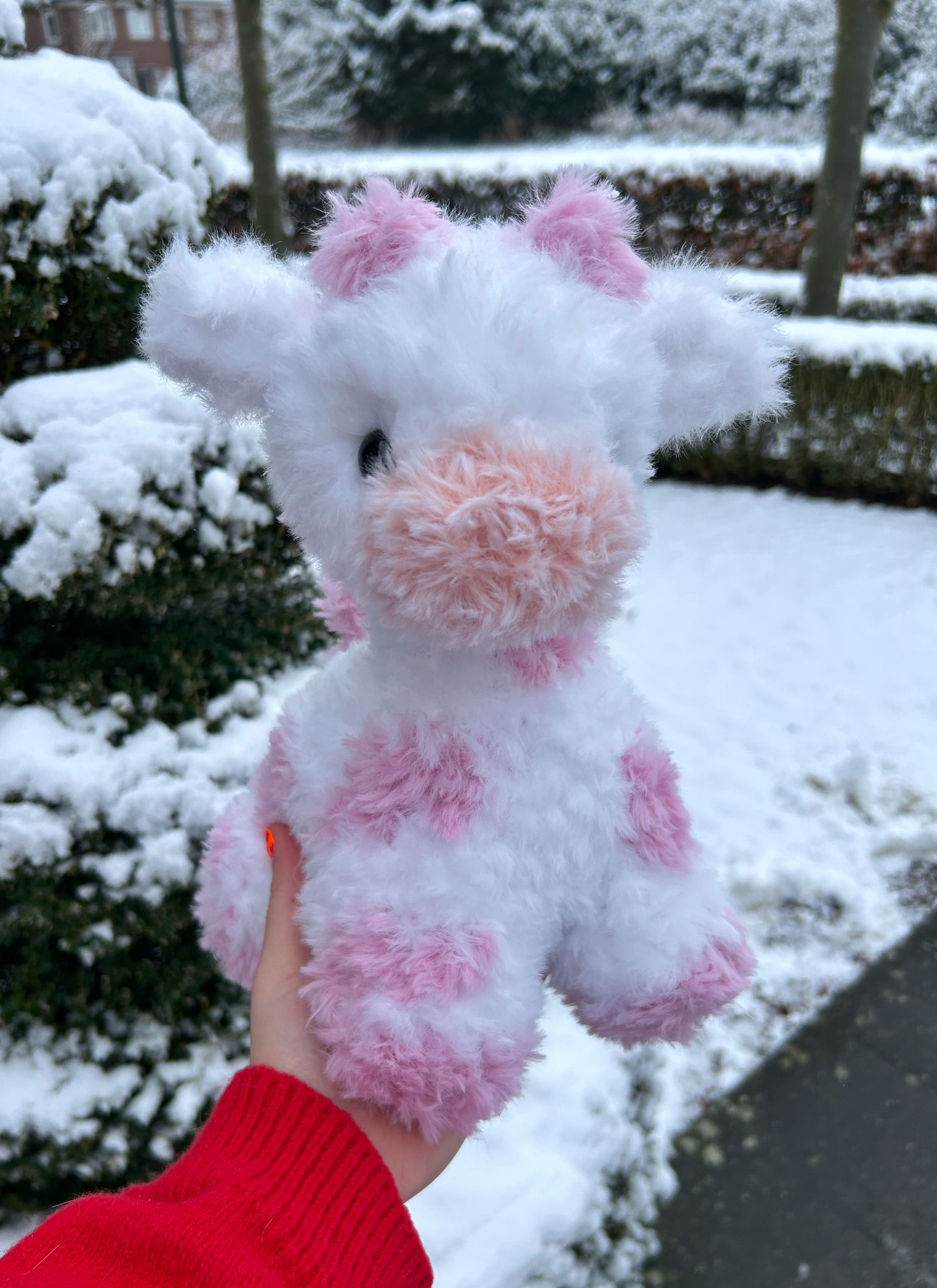 CROCHET FLUFFY PINK GIRAFFE PLUSHIE