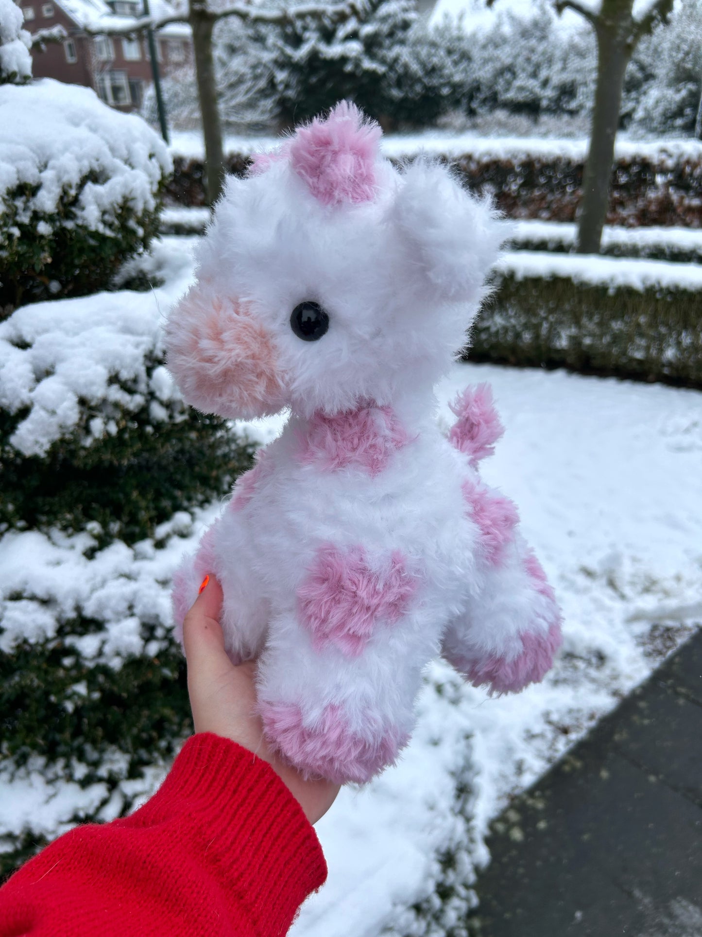 CROCHET FLUFFY PINK GIRAFFE PLUSHIE