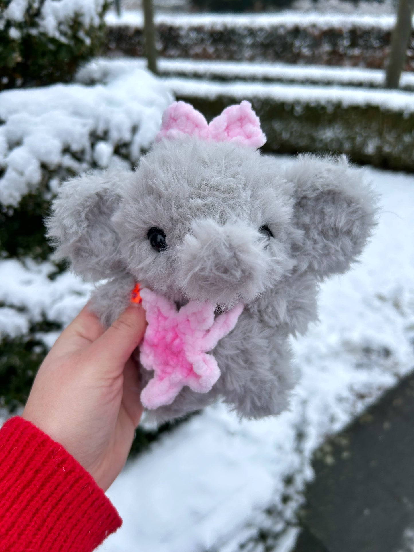 CROCHET FLUFFY GREY ELEPHANT PLUSHIE