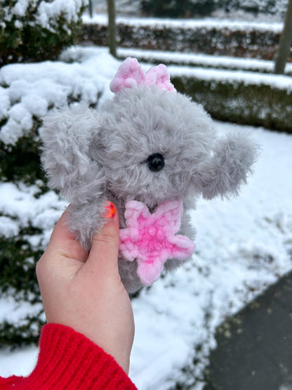 CROCHET FLUFFY GREY ELEPHANT PLUSHIE