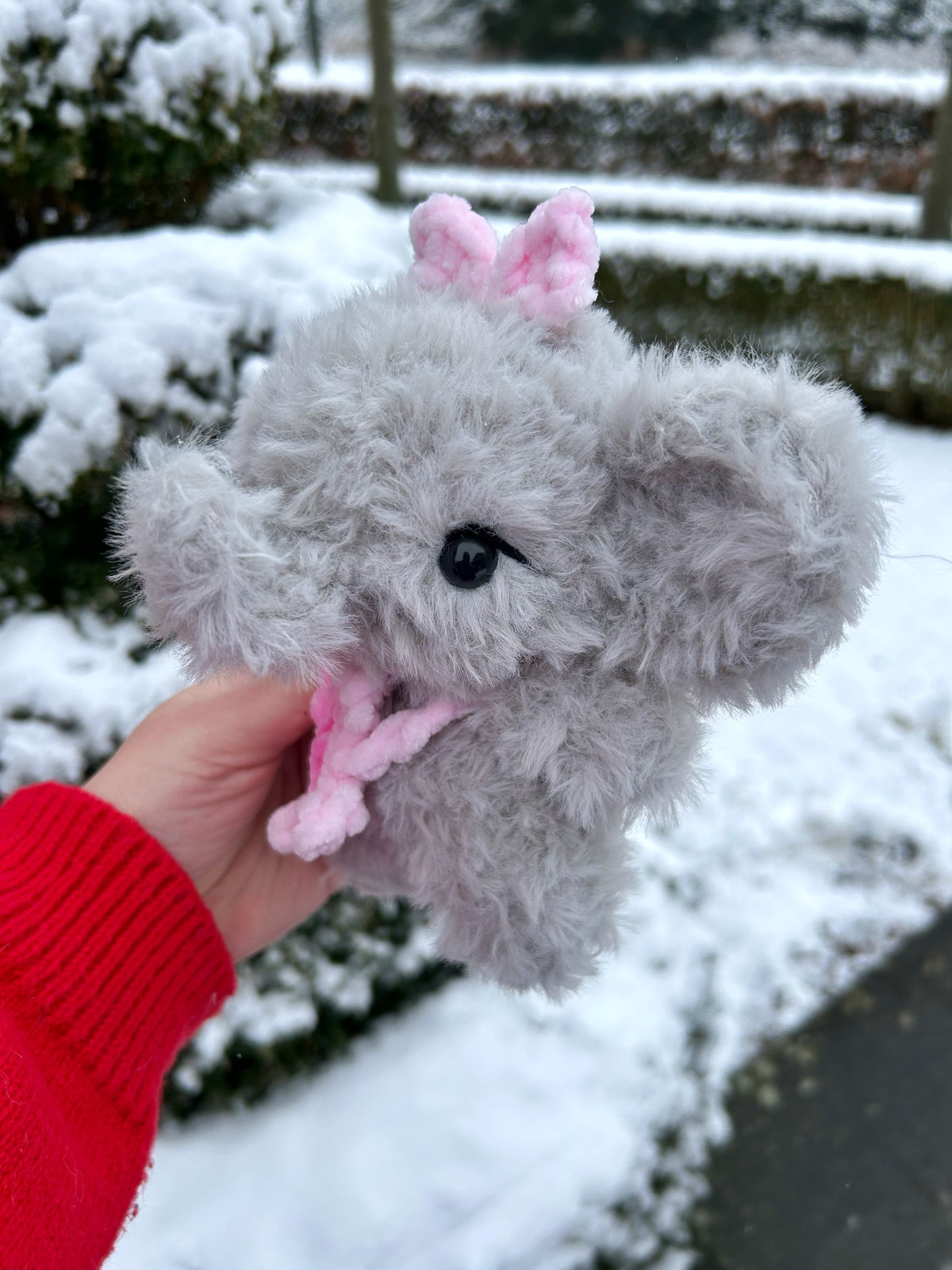 CROCHET FLUFFY GREY ELEPHANT PLUSHIE